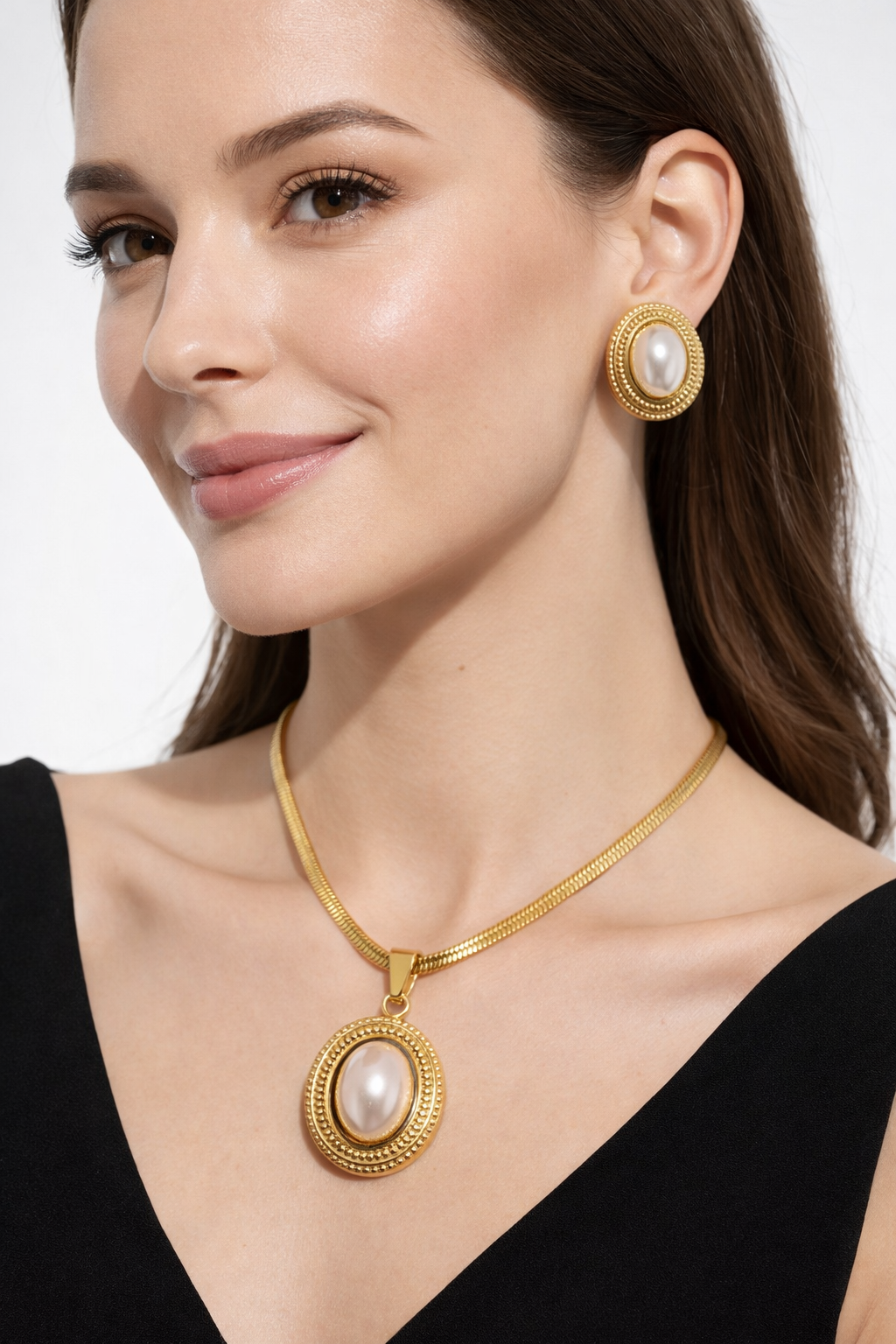 Gold Finish Necklace & Earring Set for Women | Anti-Tarnish Stainless Steel