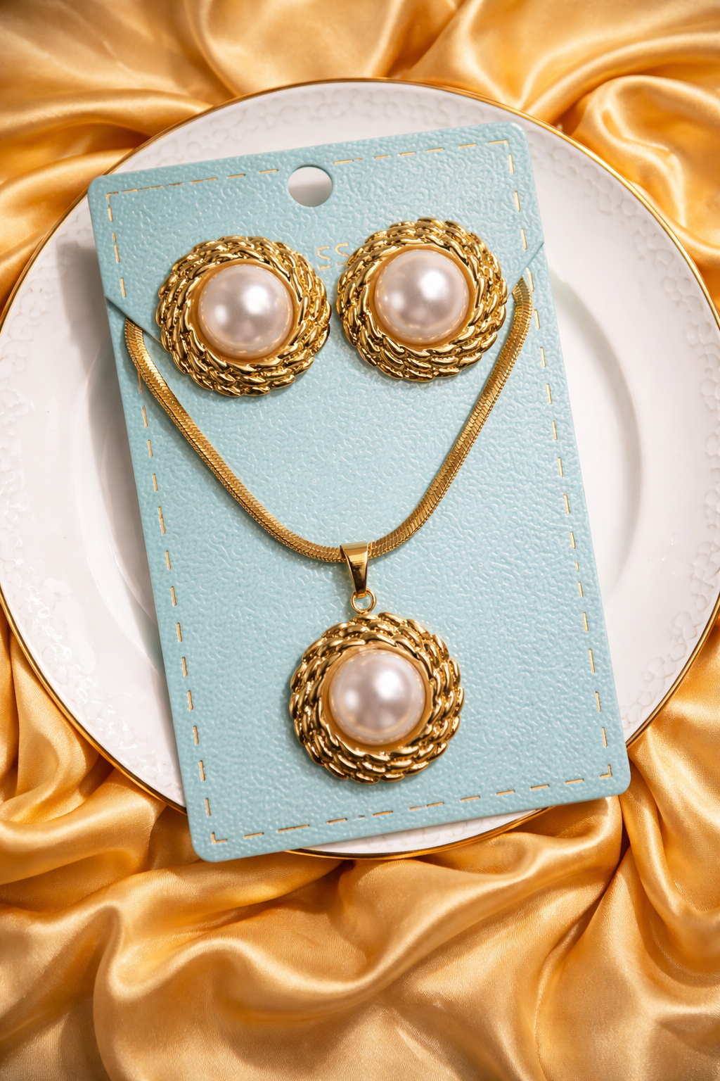 Gold Finish Necklace & Earring Set for Women | Anti-Tarnish Stainless Steel