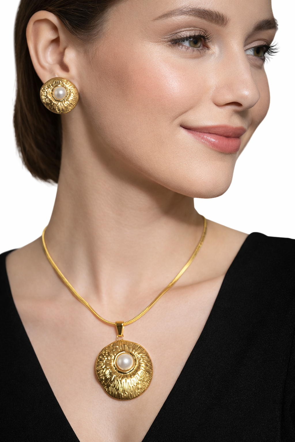 Gold Finish Necklace & Earring Set for Women | Anti-Tarnish Stainless Steel