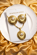 Gold Finish Necklace & Earring Set for Women | Anti-Tarnish Stainless Steel
