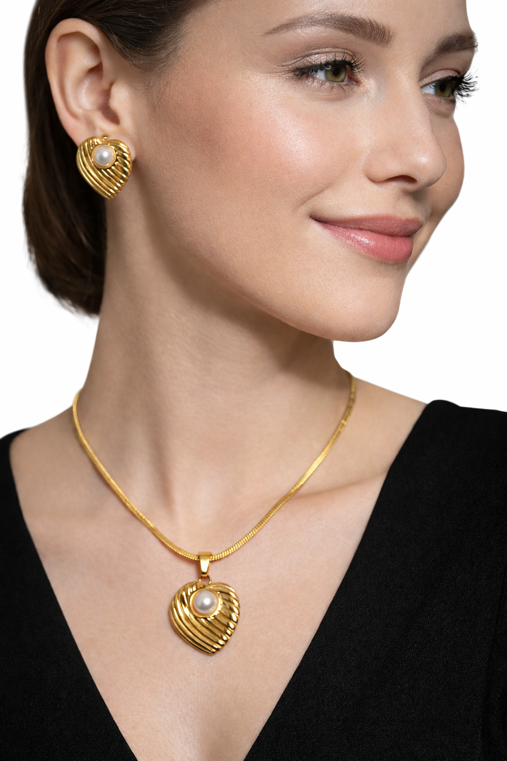 Gold Finish Necklace & Earring Set for Women | Anti-Tarnish Stainless Steel