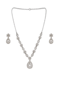 Elegant Silver-Toned Indian Ethnic Necklace with Matching Earrings
