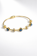 Gold Evil Eye Charm Bracelet for Women – Blue & Crystal Accents | Anti Tarnish Stainless Steel
