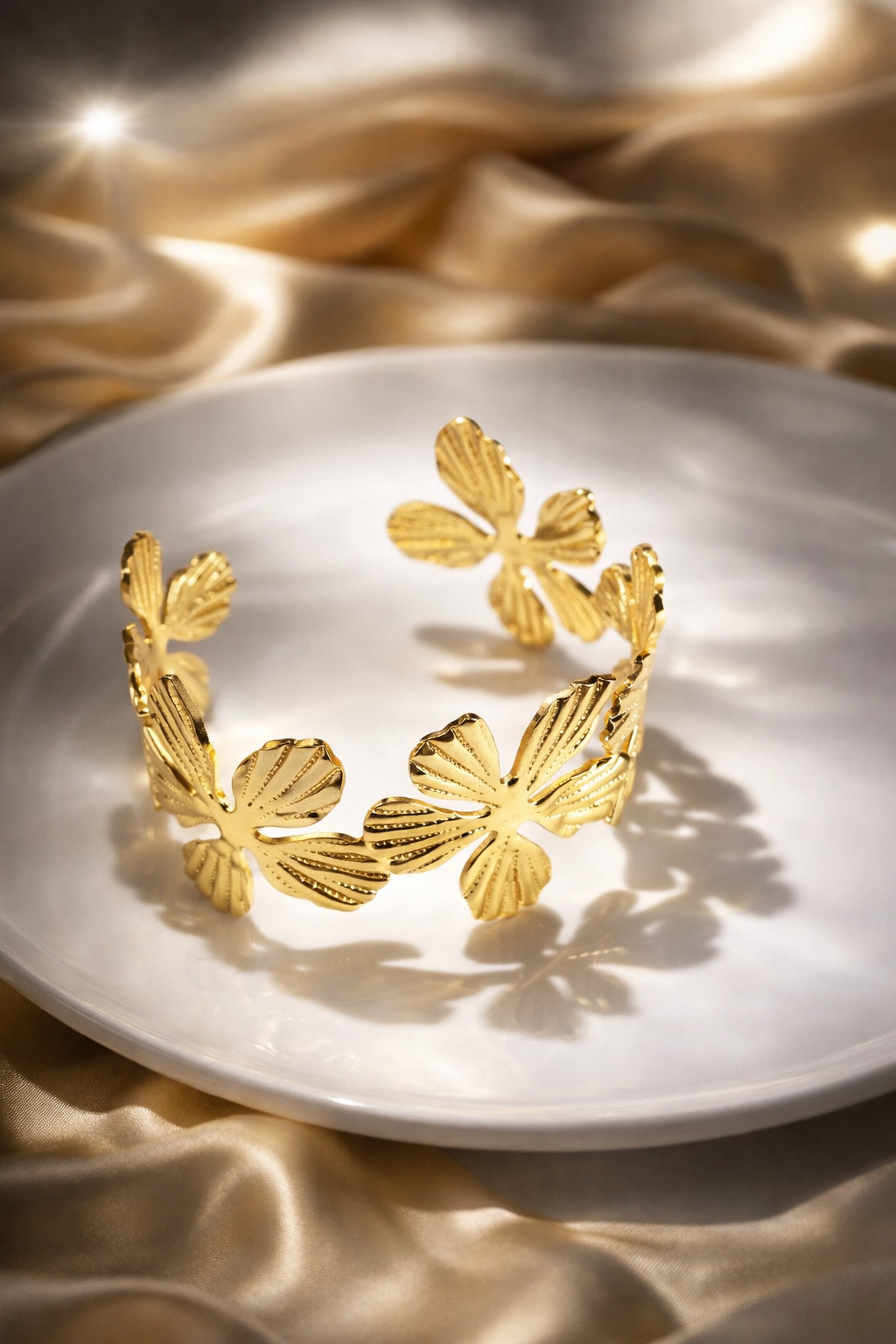 Golden Flower Petal Bracelet for Women | Anti Tarnish | Stainless Steel