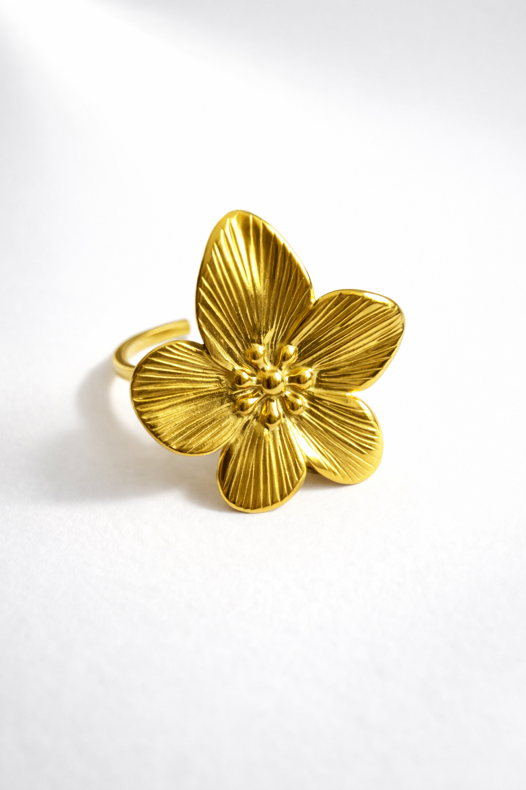 Golden Adjustable Statement Ring – Gold Finish | Anti Tarnish Stainless Steel