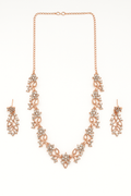 Rose Gold-Toned Indian Ethnic Necklace with Matching Earrings