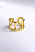 Golden Adjustable Statement Ring – Gold Finish | Anti Tarnish Stainless Steel