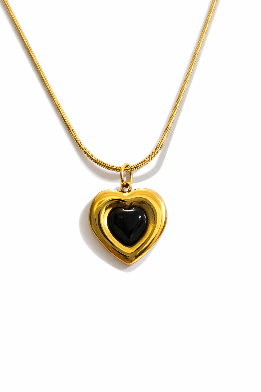 Gold & Black Heart Pendant Necklace for Women – Elegant Minimal Jewelry | Anti Tarnish - Stainless Steel