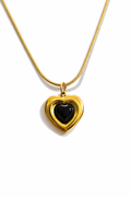 Gold & Black Heart Pendant Necklace for Women – Elegant Minimal Jewelry | Anti Tarnish - Stainless Steel