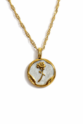 Gold Rose Coin Pendant Necklace for Women – Elegant Floral Charm Jewelry | Anti Tarnish - Stainless Steel