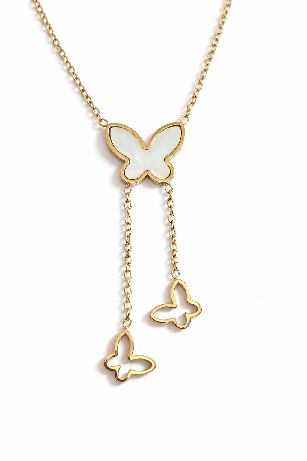 Gold Butterfly Drop Pendant Necklace for Women – Elegant Butterfly Charm Jewelry | Anti Tarnish - Stainless Steel