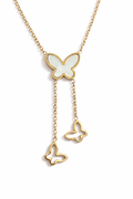 Gold Butterfly Drop Pendant Necklace for Women – Elegant Butterfly Charm Jewelry | Anti Tarnish - Stainless Steel