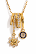 Gold Sun & Evil Eye Crystal Charm Necklace for Women – Trendy Lucky Charm Jewelry | Anti Tarnish - Stainless Steel