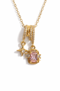 Gold Pink Crystal Star Charm Pendant Necklace for Women – Elegant Sparkling Jewelry | Anti Tarnish - Stainless Steel