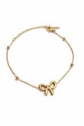 Elegant Gold Bow Charm Bracelet for Women – Minimal Beaded Chain Cute Bow Design Bracelet for Girls | Anti Tarnish - Stainless Steel