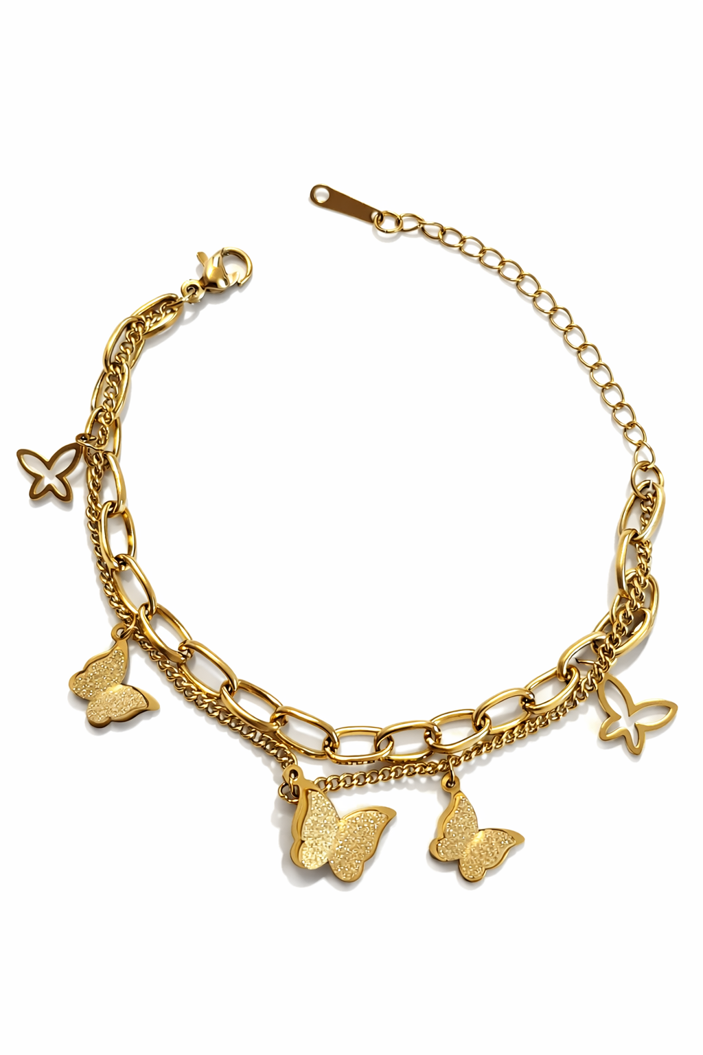 Stylish Gold Butterfly Charm Bracelet for Women – Layered Chain Butterfly Pendant Fashion Bracelet for Girls | Anti Tarnish - Stainless Steel