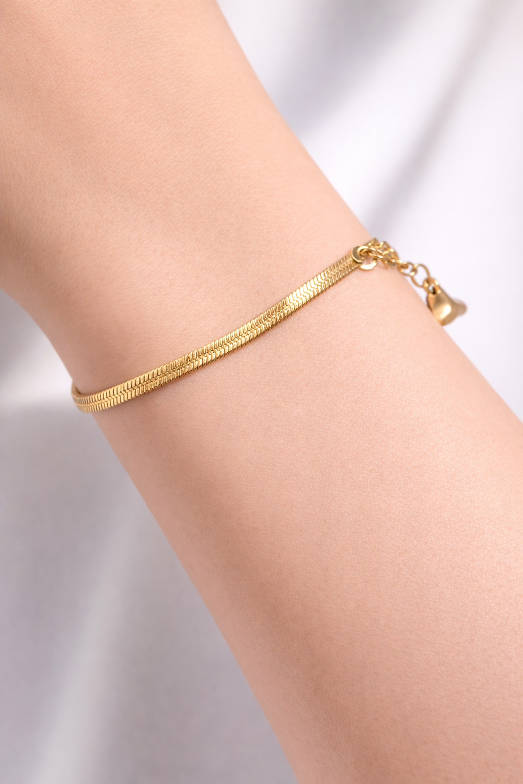Classic Gold Snake Chain Bracelet for Women – Minimal Smooth Herringbone Style Elegant Bracelet for Girls | Anti Tarnish - Stainless Steel
