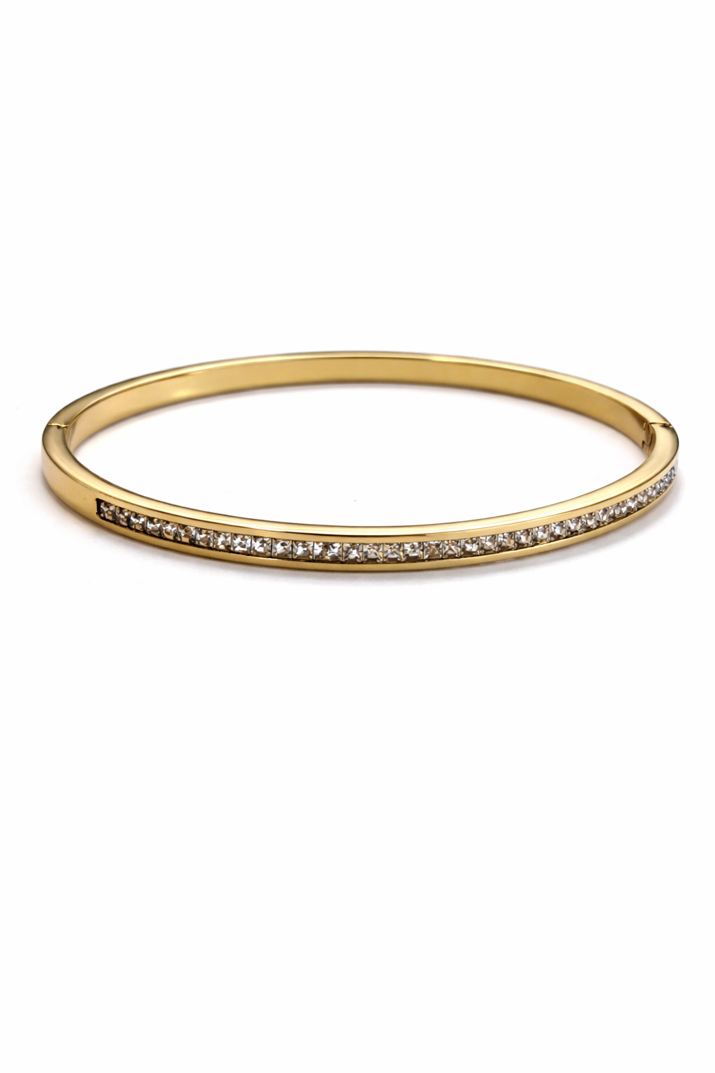 Elegant Gold Crystal Bangle Bracelet for Women – Slim Minimal Zircon Stone Designer Kada Bracelet for Girls | Anti Tarnish - Stainless Steel