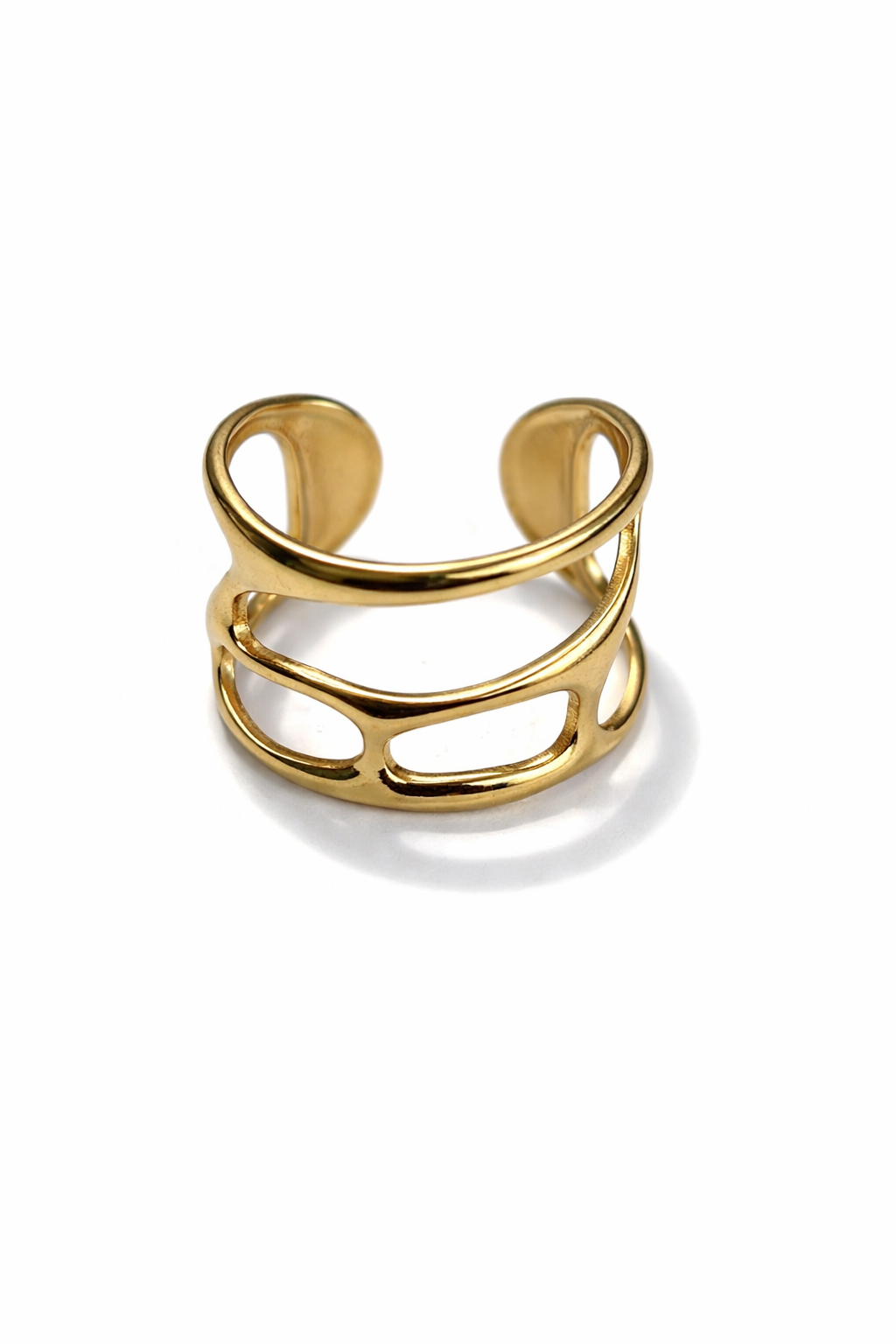 Elegant Gold Hollow Design Adjustable Ring for Women – Minimalist Statement Fashion Ring | Anti Tarnish - Stainless Steel