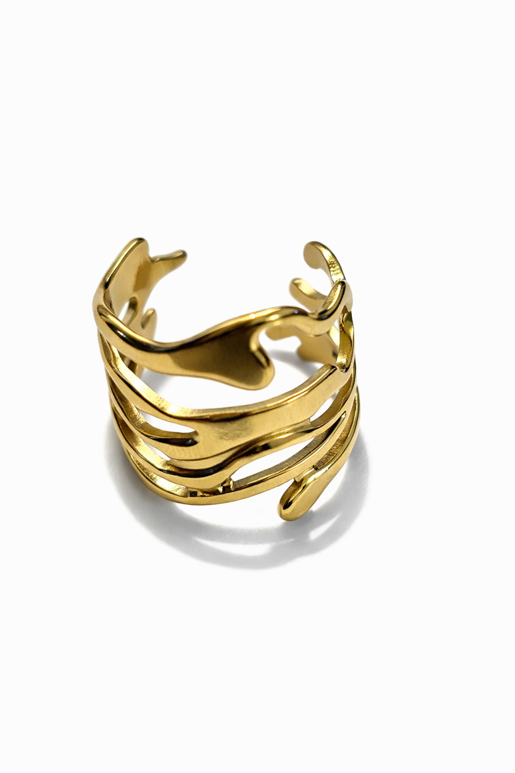 Stylish Gold Abstract Layered Ring for Women – Modern Adjustable Statement Ring with Artistic Design | Anti Tarnish - Stainless Steel