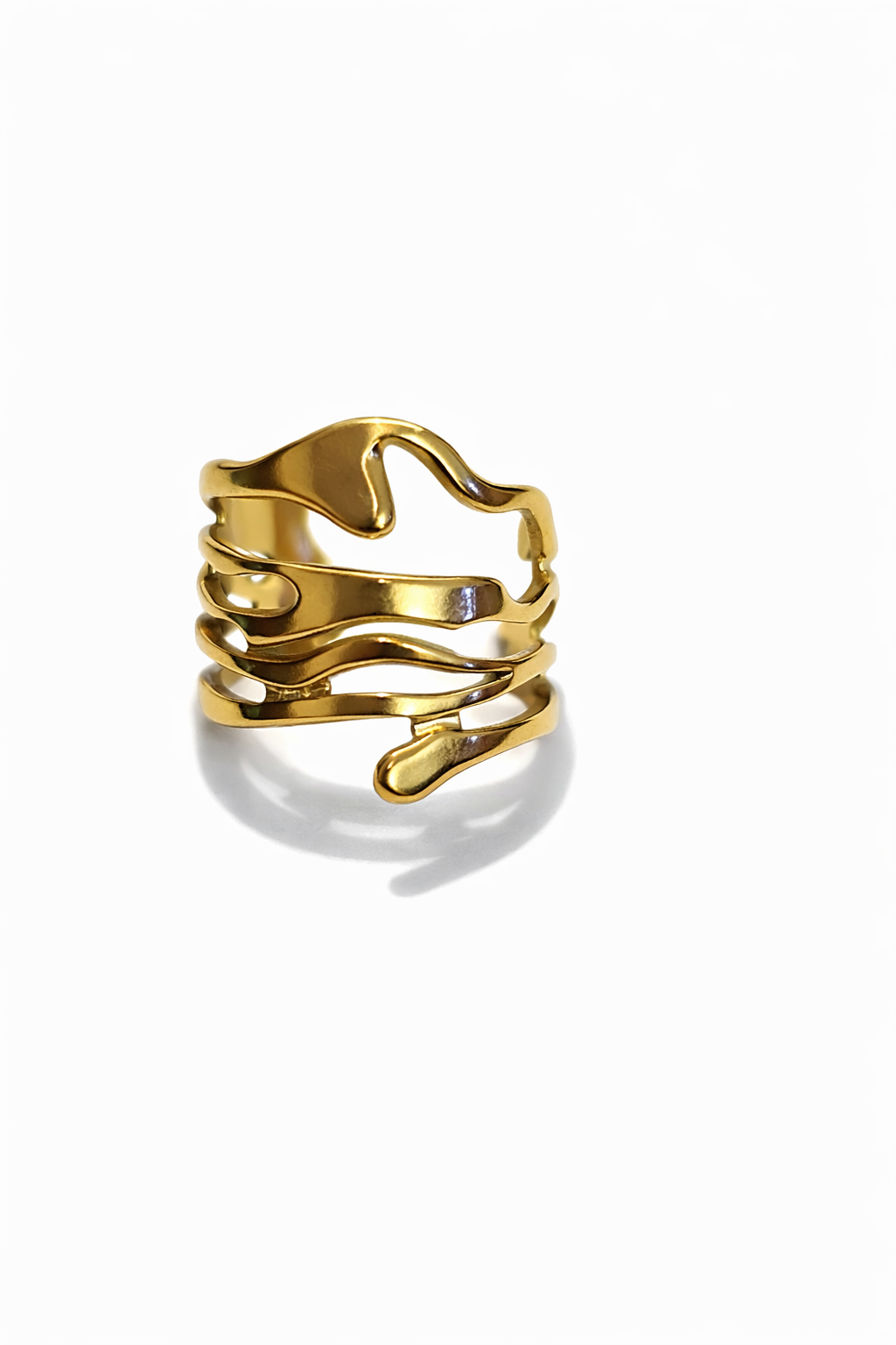 Stylish Gold Abstract Layered Ring for Women – Modern Adjustable Statement Ring with Artistic Design | Anti Tarnish - Stainless Steel