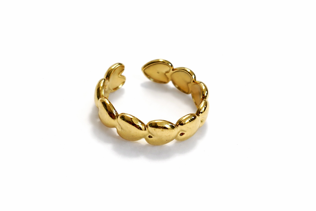 Elegant Gold Heart Band Ring for Women – Cute Minimalist Love Heart Design Fashion Ring | Anti Tarnish - Stainless Steel