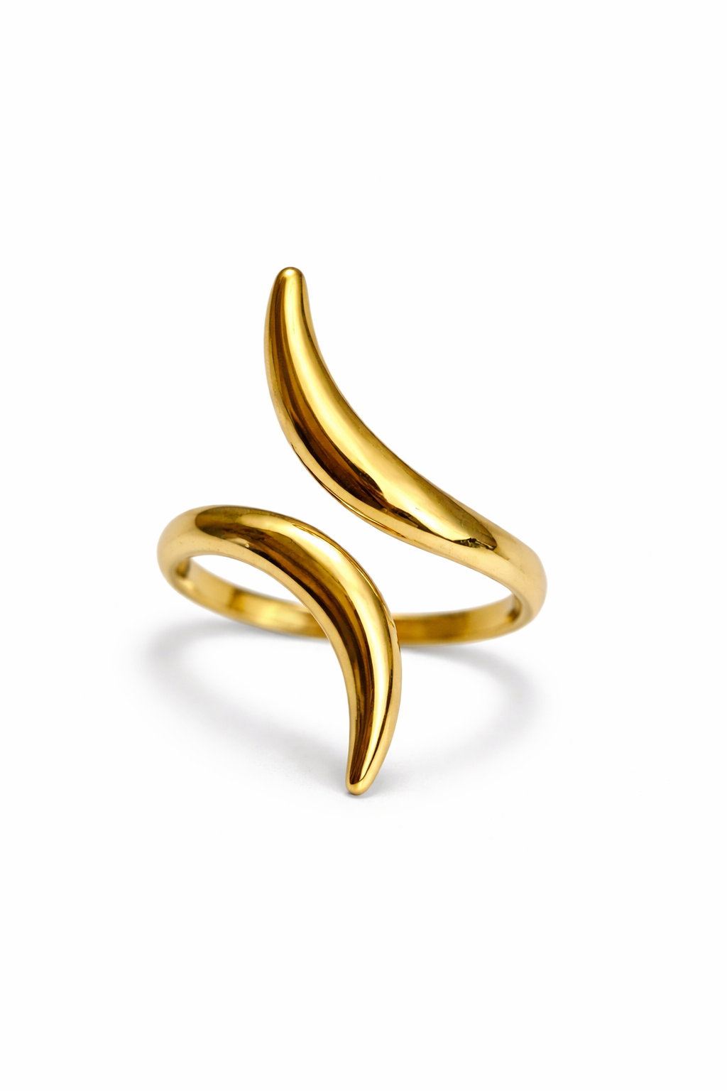 Elegant Gold Curved Wrap Adjustable Ring for Women – Minimalist Modern Statement Design | Anti Tarnish - Stainless Steel