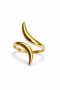 Elegant Gold Curved Wrap Adjustable Ring for Women – Minimalist Modern Statement Design | Anti Tarnish - Stainless Steel