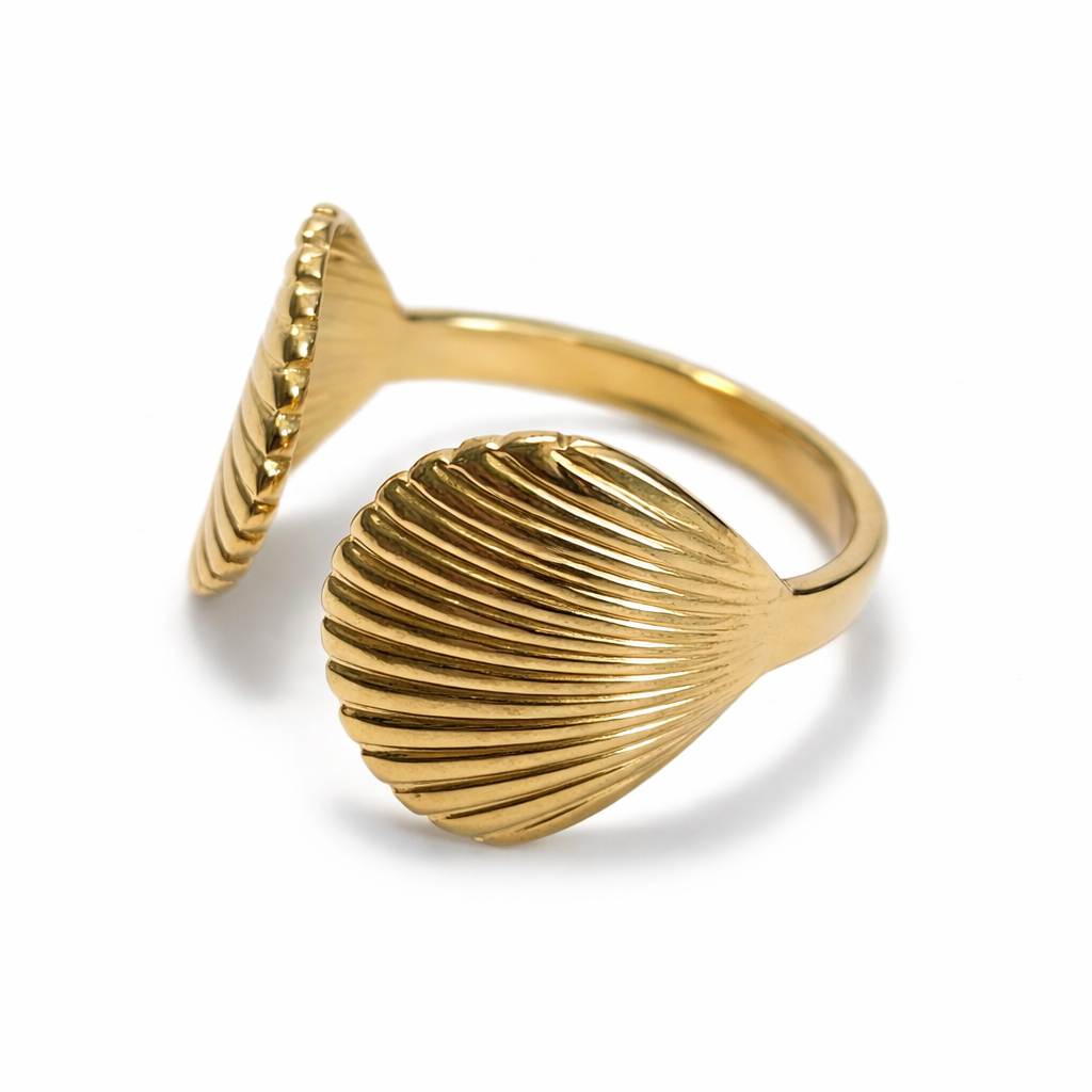 Elegant Gold Seashell Adjustable Ring for Women – Ocean Inspired Statement Fashion Ring | Anti Tarnish - Stainless Steel