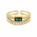 Gold Emerald Open Ring | Anti Tarnish - Stainless Steel