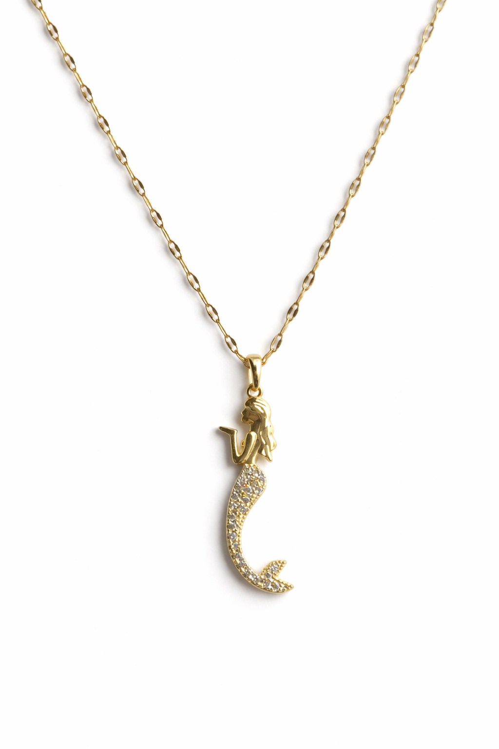 Gold Mermaid Crystal Pendant Necklace for Women – Elegant Ocean-Inspired Charm Jewelry | Anti Tarnish - Stainless Steel