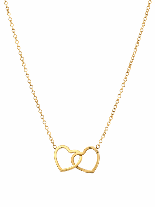 Double Heart Gold Necklace | Anti Tarnish - Stainless Steel