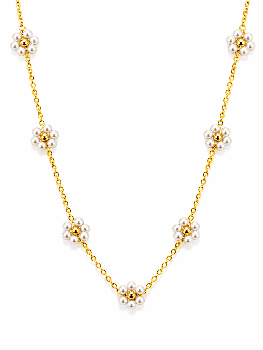 Pearl Daisy Chain Necklace | Anti Tarnish - Stainless Steel