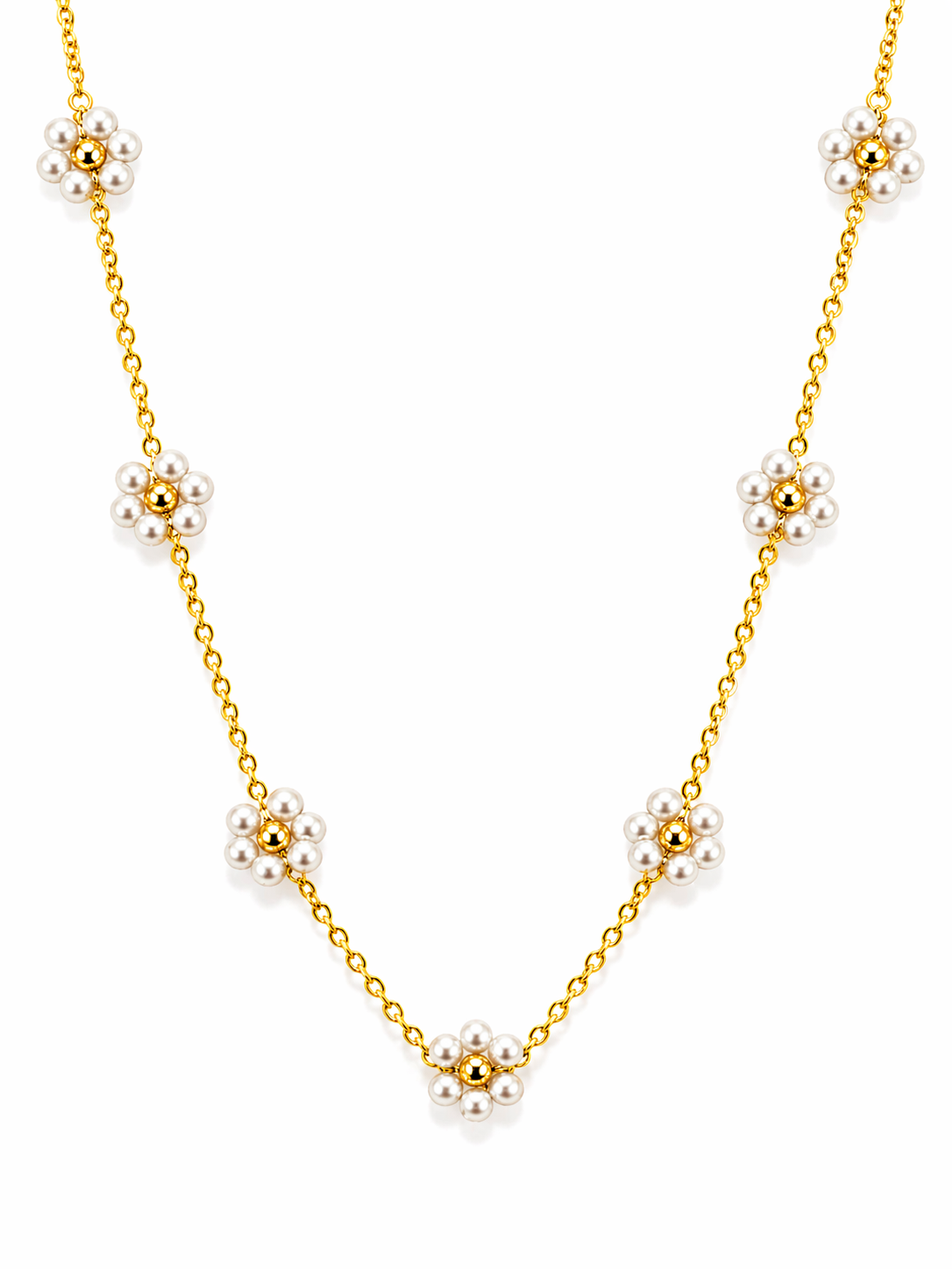 Pearl Daisy Chain Necklace | Anti Tarnish - Stainless Steel