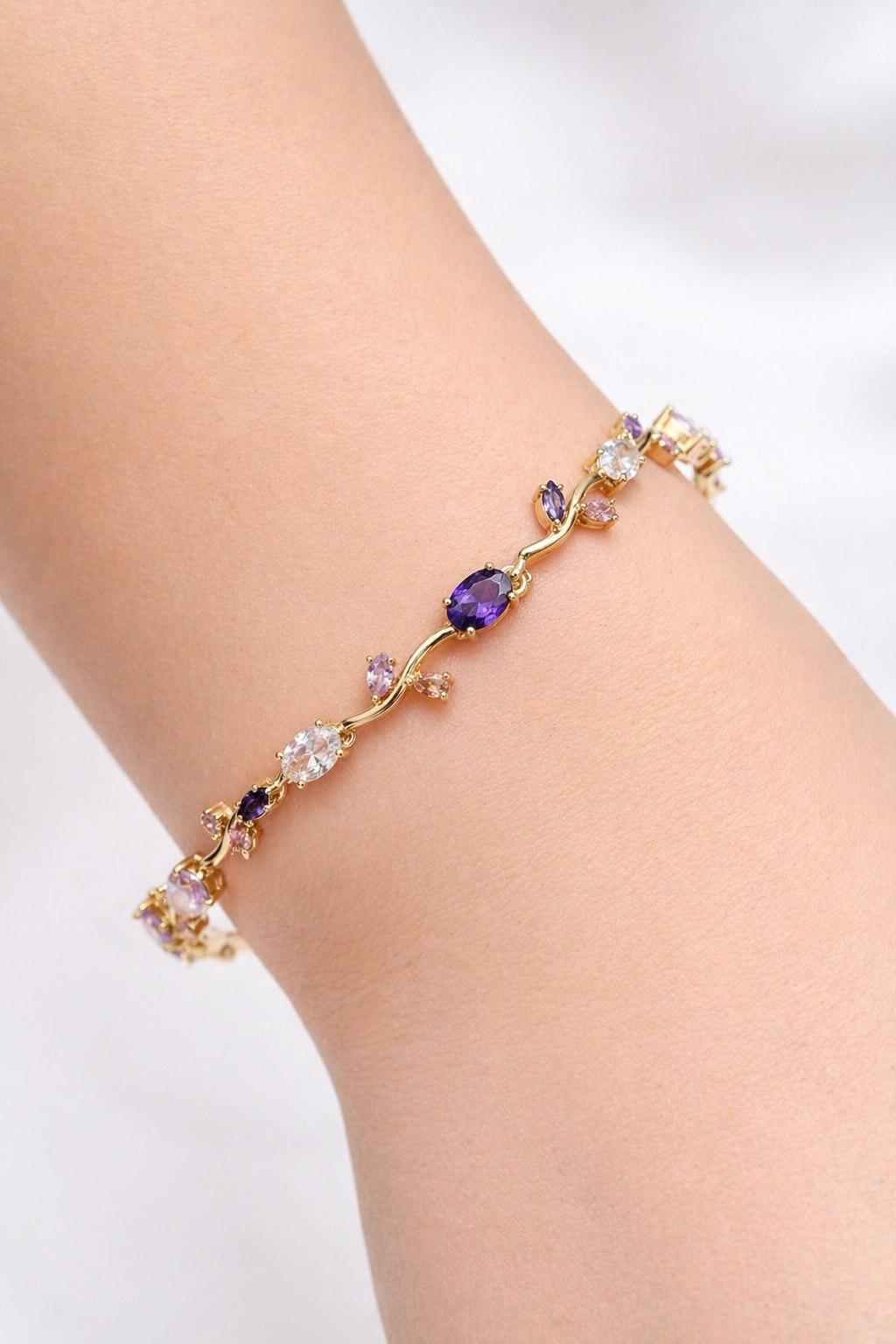 Viral Tulip Multicolor Crystal Bracelet for Women | Anti Tarnish - Stainless Steel