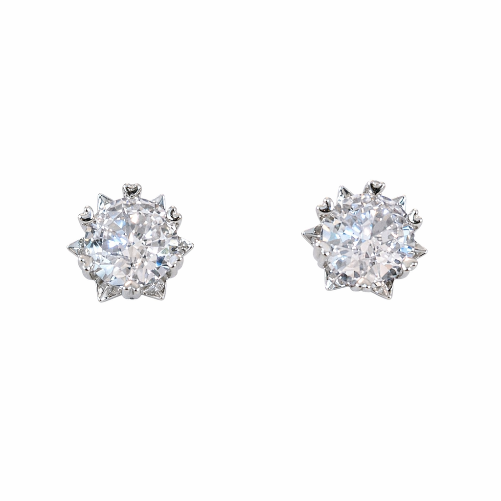 Silver Crystal Stud Earrings | Anti Tarnish - Stainless Steel
