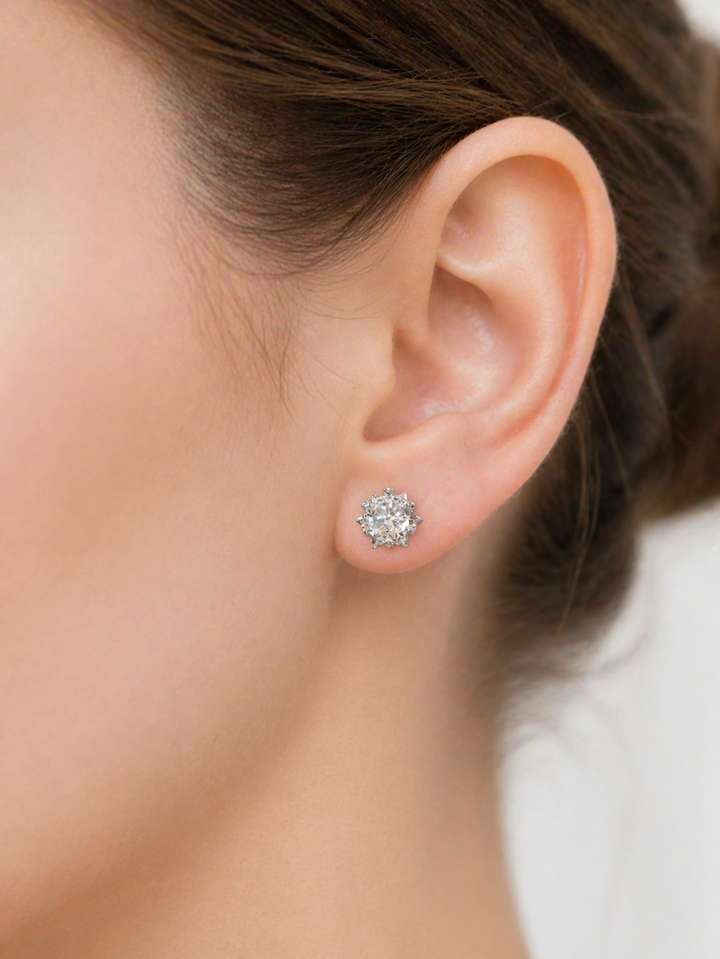 Silver Crystal Stud Earrings | Anti Tarnish - Stainless Steel