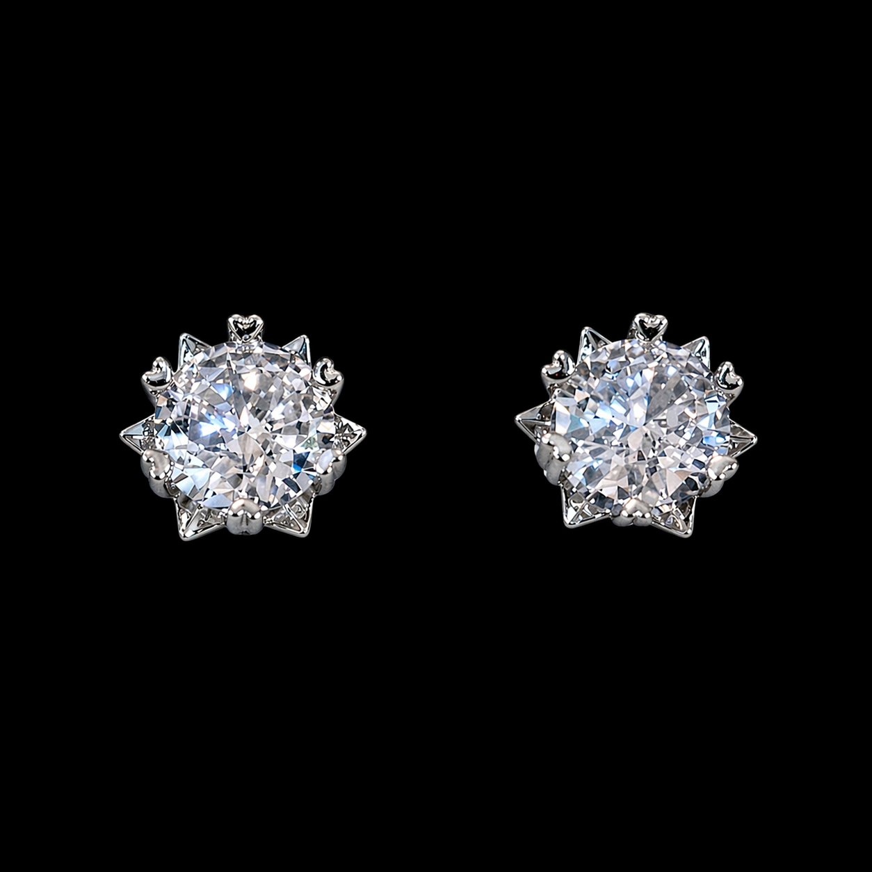 Silver Crystal Stud Earrings | Anti Tarnish - Stainless Steel