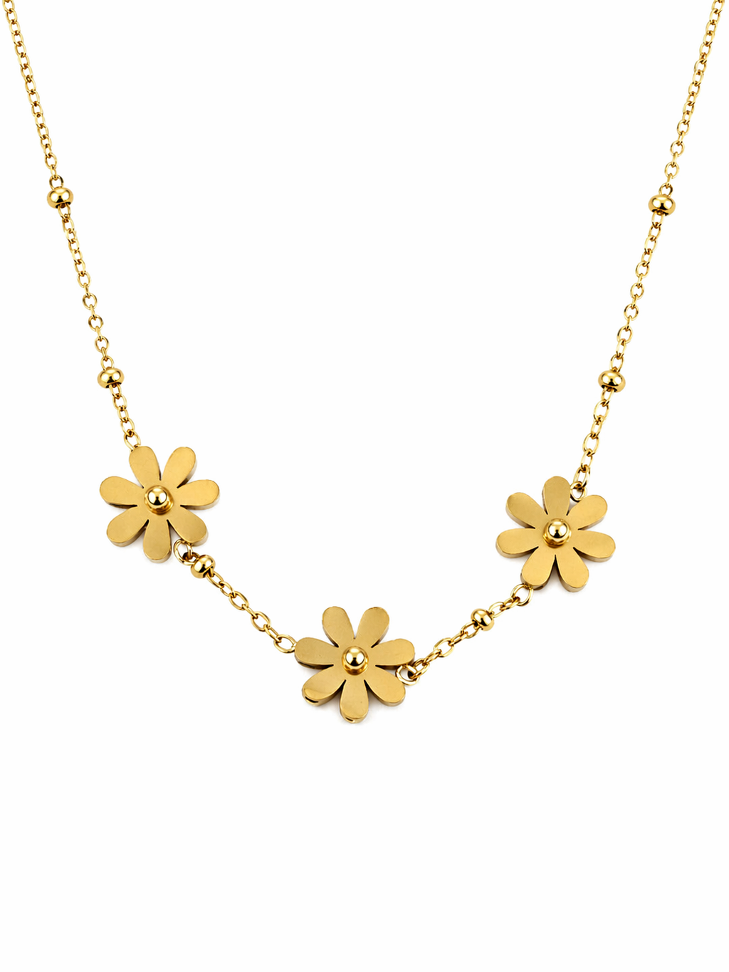 Gold Daisy Chain Necklace | Anti Tarnish - Stainless Steel