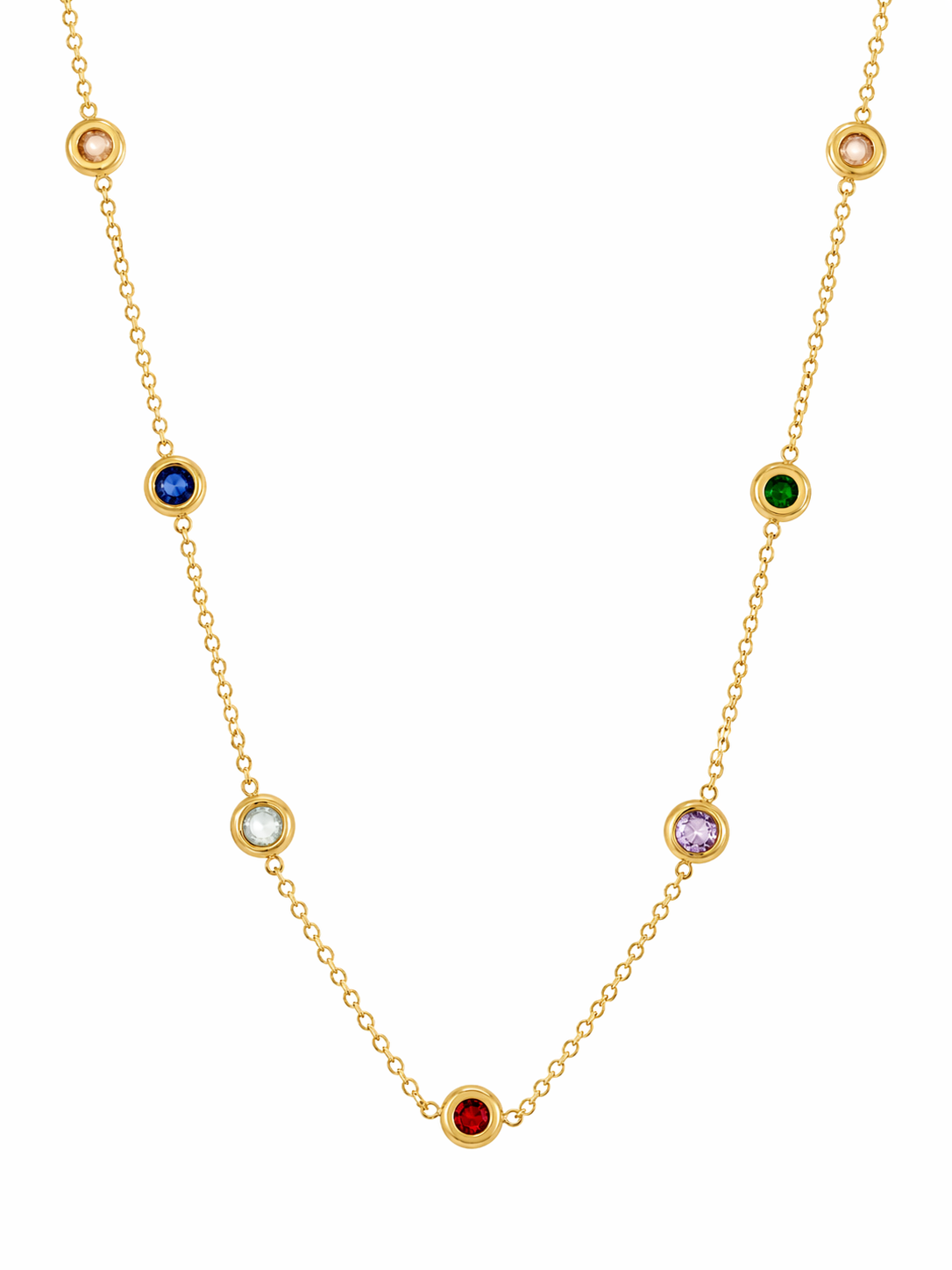 Multi-Colour Stone Gold Necklace | Anti Tarnish - Stainless Steel