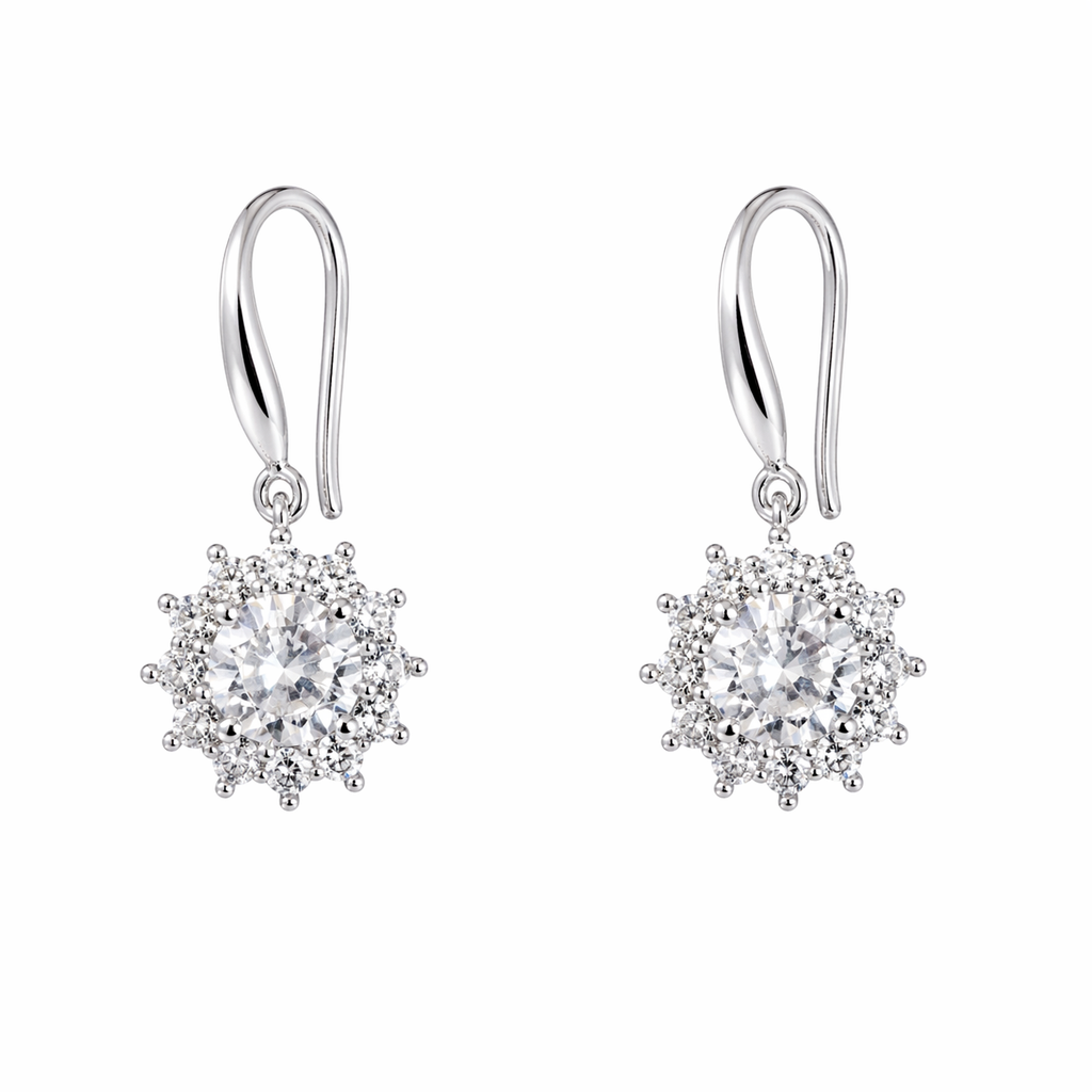Halo Crystal Drop Earrings | Anti Tarnish - Stainless Steel