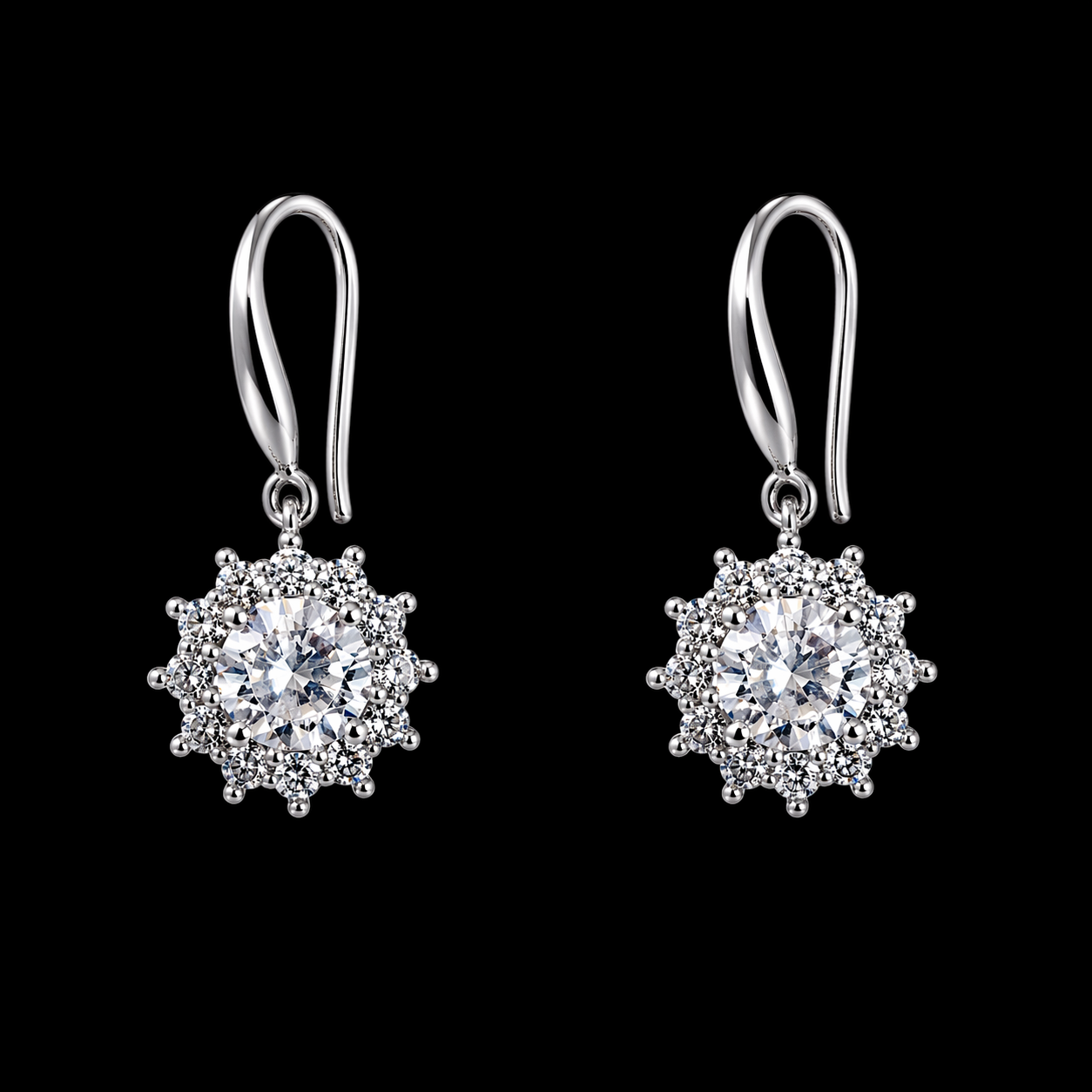 Halo Crystal Drop Earrings | Anti Tarnish - Stainless Steel