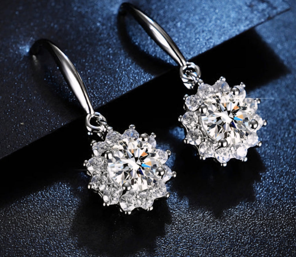 Halo Crystal Drop Earrings | Anti Tarnish - Stainless Steel