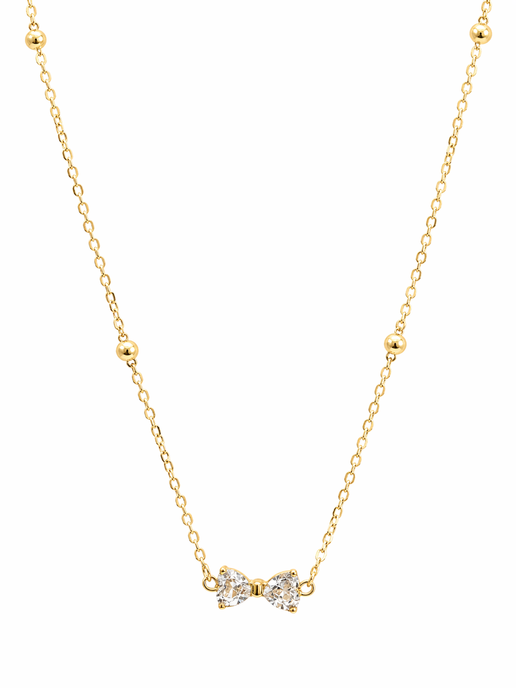 Crystal Bow Gold Necklace | Anti Tarnish - Stainless Steel
