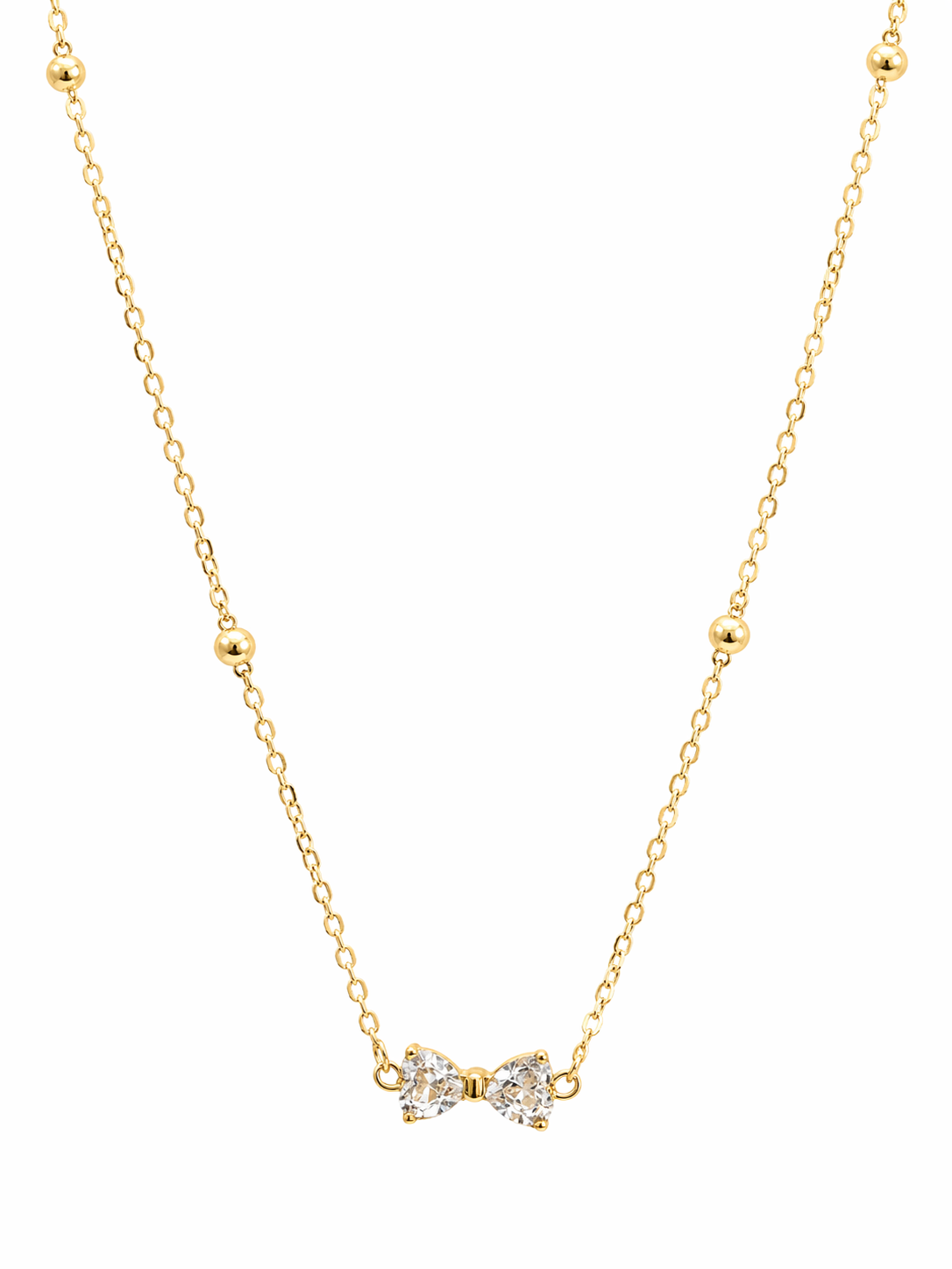 Crystal Bow Gold Necklace | Anti Tarnish - Stainless Steel