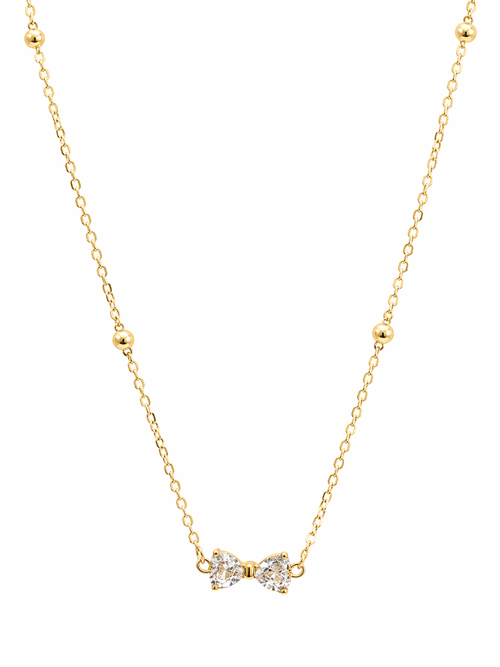 Crystal Bow Gold Necklace | Anti Tarnish - Stainless Steel