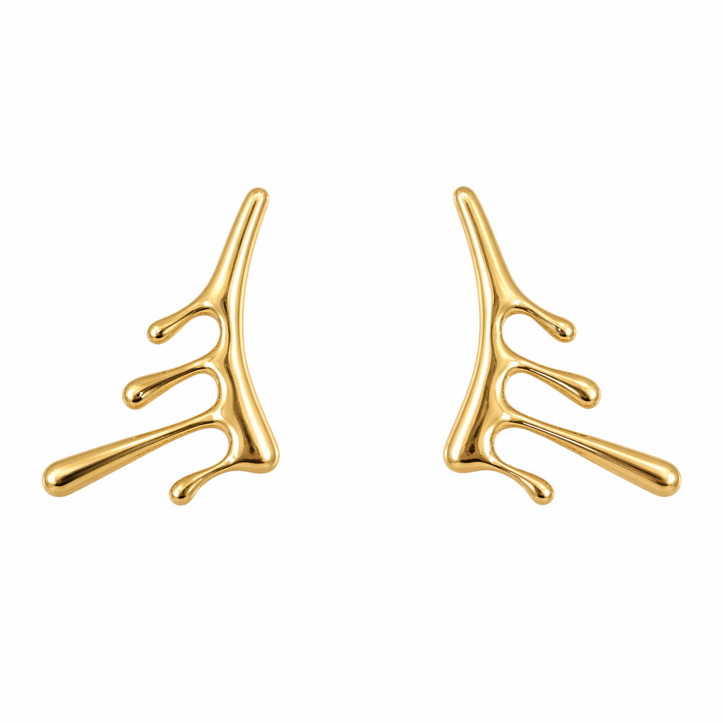 Abstract Gold Statement Earrings | Anti Tarnish - Stainless Steel