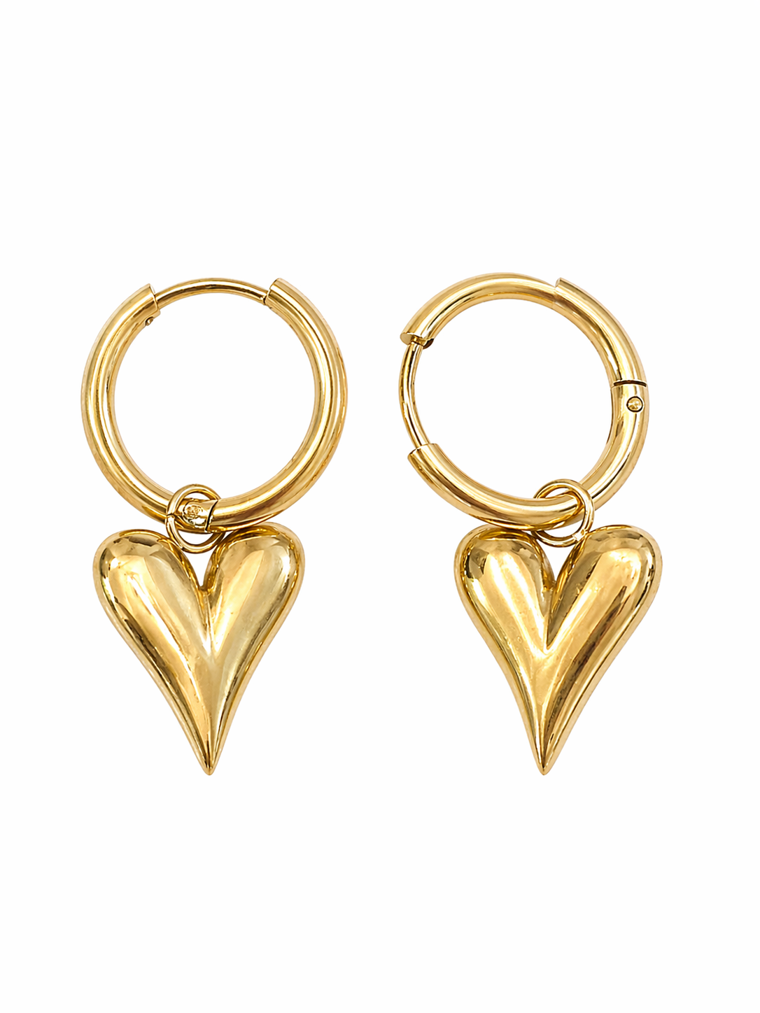 Gold Heart Hoop Earrings | Anti Tarnish - Stainless Steel