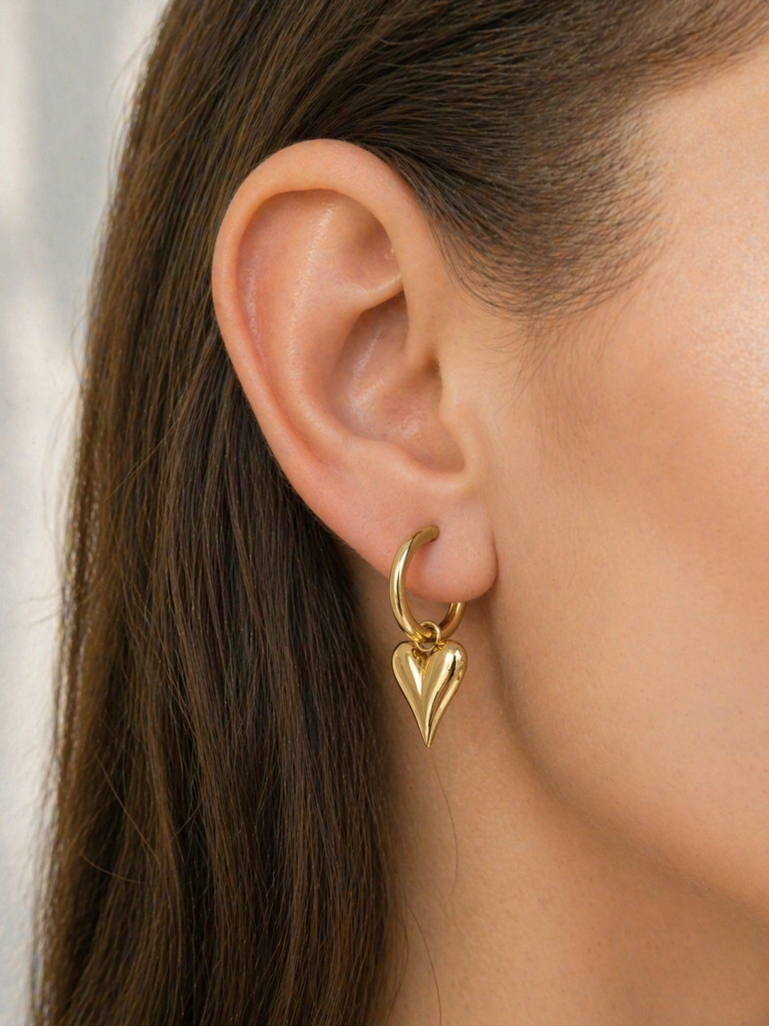 Gold Heart Hoop Earrings | Anti Tarnish - Stainless Steel
