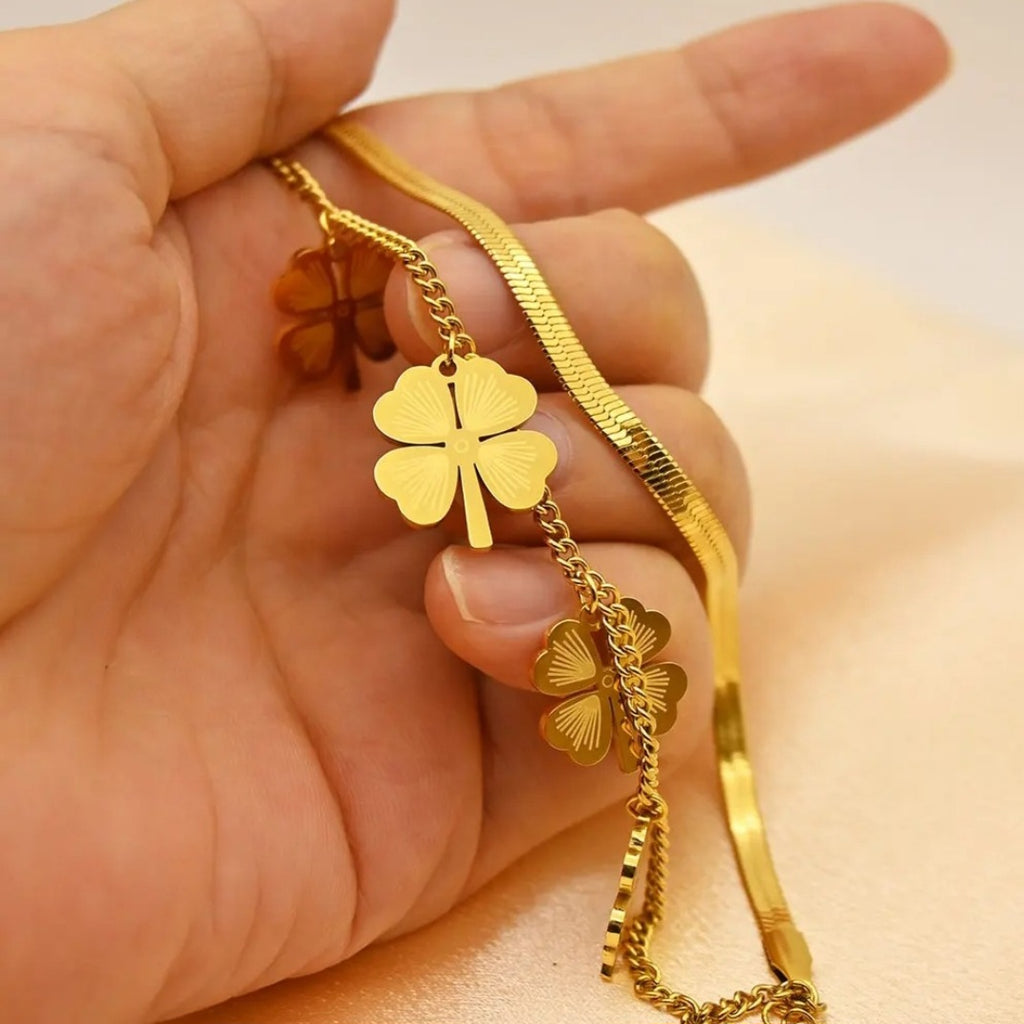 Gold Clover Charm Bracelet | Anti Tarnish - Stainless Steel